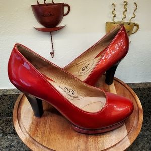 Softt red patent leather heels Size 8